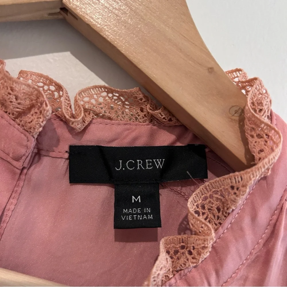 J Crew Ruffle Top Pink Size Medium Long Sleeve Drapey Romantic Feminine